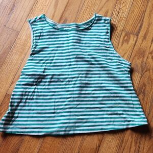 FREE WITH BUNDLE Green & white striped crop tank